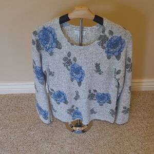 Lucky Brand Blue Floral Sweater - Gray